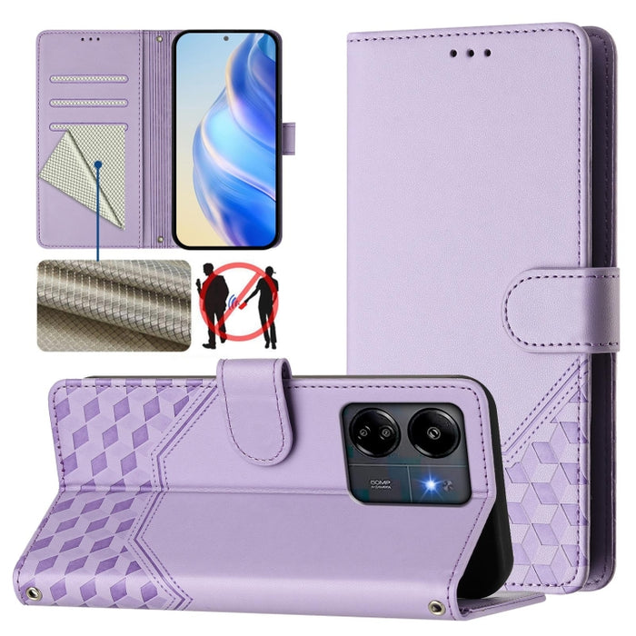 Funda para teléfono de cuero RFID con relieve en forma de panal, For Redmi A3 4G Global / A3X 4G, For Redmi Note 13 Pro 4G Global, For Redmi 13C 4G, For Redmi Note 13 4G Global, For Redmi Note 13 Pro 5G Global, For Redmi Note 13 5G Global              ...