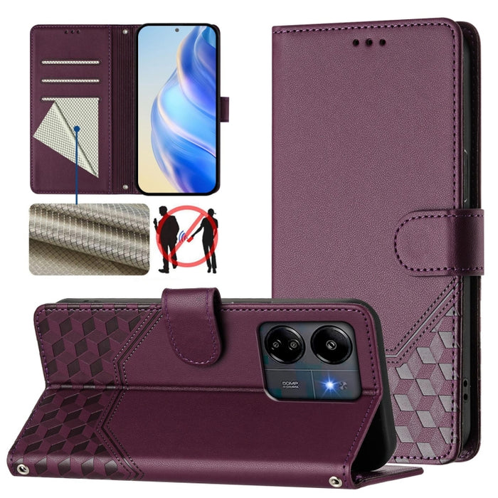 Funda para teléfono de cuero RFID con relieve en forma de panal, For Redmi A3 4G Global / A3X 4G, For Redmi Note 13 Pro 4G Global, For Redmi 13C 4G, For Redmi Note 13 4G Global, For Redmi Note 13 Pro 5G Global, For Redmi Note 13 5G Global              ...