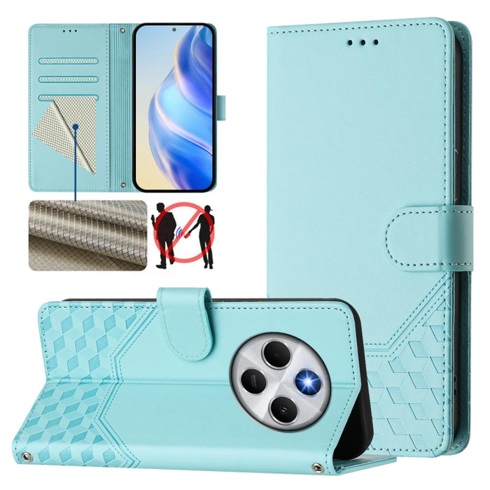 Funda para teléfono de cuero RFID con relieve en forma de panal, For Redmi A7 Pro 171mm / Poco C85x 5G, For Redmi 15a 5G, For Redmi Turbo 5 Max / Poco X8 Pro Max, For Redmi Turbo 5 5G Global / Poco X8 Pro 5G                                             ...