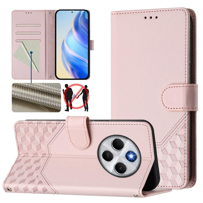 Funda para teléfono de cuero RFID con relieve en forma de panal, For Redmi A7 Pro 171mm / Poco C85x 5G, For Redmi 15a 5G, For Redmi Turbo 5 Max / Poco X8 Pro Max, For Redmi Turbo 5 5G Global / Poco X8 Pro 5G                                             ...