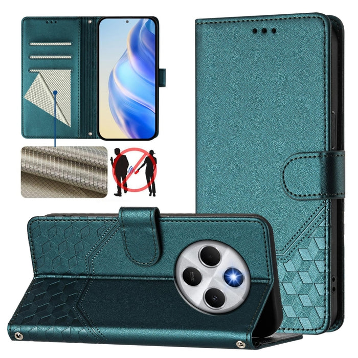 Funda para teléfono de cuero RFID con relieve en forma de panal, For Redmi A7 Pro 171mm / Poco C85x 5G, For Redmi 15a 5G, For Redmi Turbo 5 Max / Poco X8 Pro Max, For Redmi Turbo 5 5G Global / Poco X8 Pro 5G                                             ...