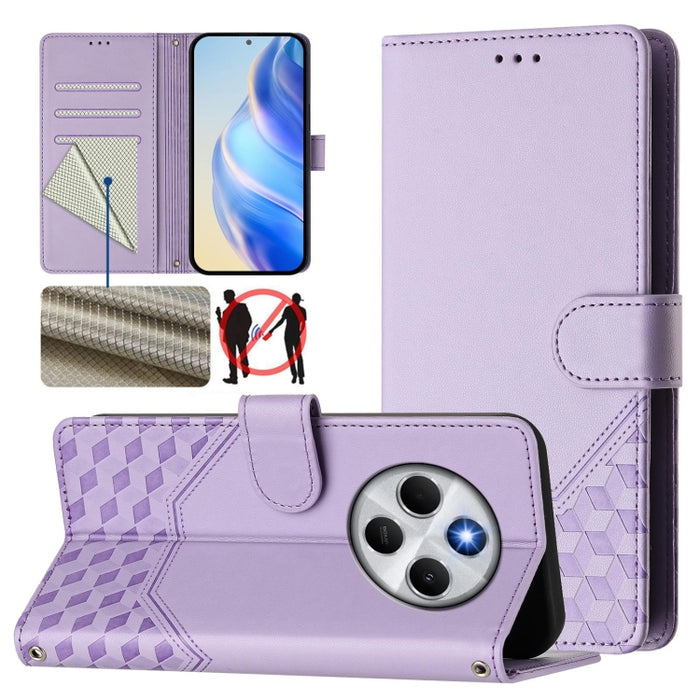 Funda para teléfono de cuero RFID con relieve en forma de panal, For Redmi A7 Pro 171mm / Poco C85x 5G, For Redmi 15a 5G, For Redmi Turbo 5 Max / Poco X8 Pro Max, For Redmi Turbo 5 5G Global / Poco X8 Pro 5G                                             ...