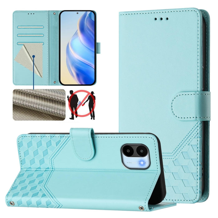 Funda para teléfono de cuero RFID con relieve en forma de panal, For Redmi A3 4G Global / A3X 4G, For Redmi Note 13 Pro 4G Global, For Redmi 13C 4G, For Redmi Note 13 4G Global, For Redmi Note 13 Pro 5G Global, For Redmi Note 13 5G Global              ...