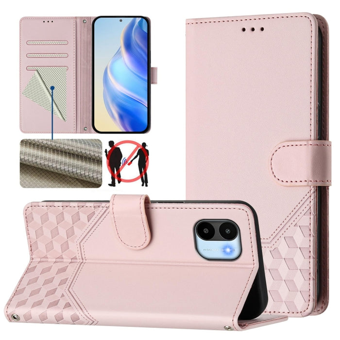 Funda para teléfono de cuero RFID con relieve en forma de panal, For Redmi A3 4G Global / A3X 4G, For Redmi Note 13 Pro 4G Global, For Redmi 13C 4G, For Redmi Note 13 4G Global, For Redmi Note 13 Pro 5G Global, For Redmi Note 13 5G Global              ...