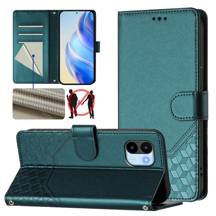 Funda para teléfono de cuero RFID con relieve en forma de panal, For Redmi A3 4G Global / A3X 4G, For Redmi Note 13 Pro 4G Global, For Redmi 13C 4G, For Redmi Note 13 4G Global, For Redmi Note 13 Pro 5G Global, For Redmi Note 13 5G Global              ...