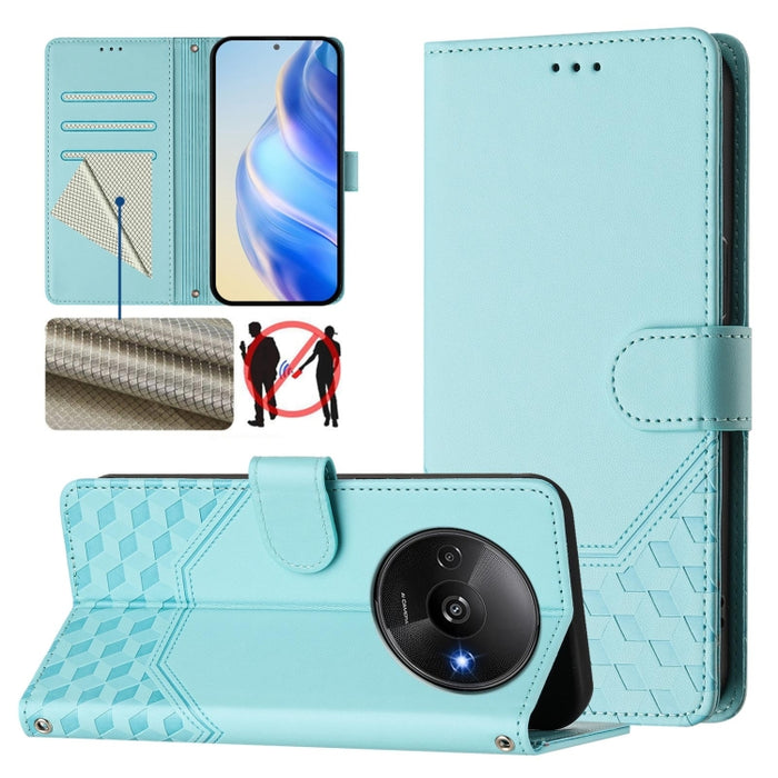 Funda para teléfono de cuero RFID con relieve en forma de panal, For Redmi A3 4G Global / A3X 4G, For Redmi Note 13 Pro 4G Global, For Redmi 13C 4G, For Redmi Note 13 4G Global, For Redmi Note 13 Pro 5G Global, For Redmi Note 13 5G Global              ...