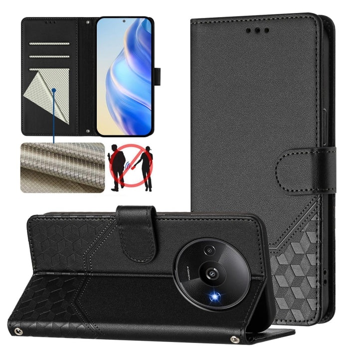 Funda para teléfono de cuero RFID con relieve en forma de panal, For Redmi A3 4G Global / A3X 4G, For Redmi Note 13 Pro 4G Global, For Redmi 13C 4G, For Redmi Note 13 4G Global, For Redmi Note 13 Pro 5G Global, For Redmi Note 13 5G Global              ...