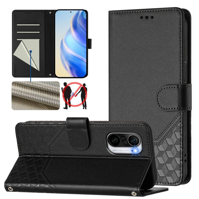 Funda para teléfono de cuero RFID con relieve en forma de panal, For Redmi Note 12 Explorer / 12 Pro+ 5G, For Redmi Note 12 Pro Speed / 12 Pro 5G, For Redmi Note 12 5G Global, For Redmi 12C / 11A, For Redmi 10 5G / Note 11E 5G / Note 11R               ...