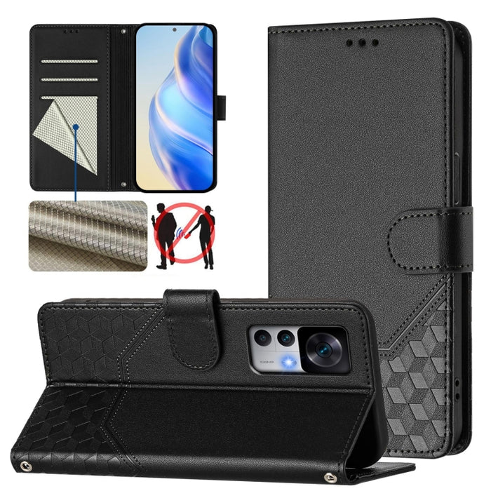 Funda para teléfono de cuero RFID con relieve en forma de panal, For Redmi Note 12 Explorer / 12 Pro+ 5G, For Redmi Note 12 Pro Speed / 12 Pro 5G, For Redmi Note 12 5G Global, For Redmi 12C / 11A, For Redmi 10 5G / Note 11E 5G / Note 11R               ...