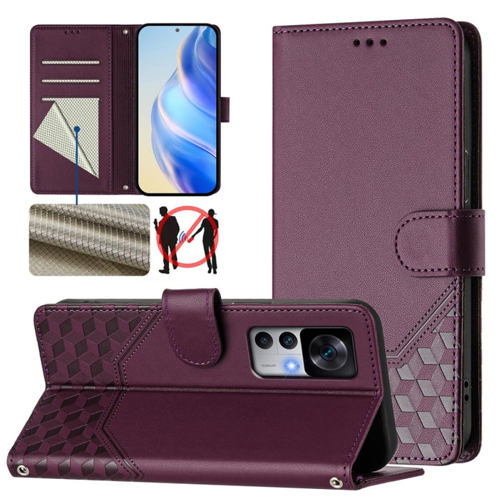 Funda para teléfono de cuero RFID con relieve en forma de panal, For Redmi Note 12 Explorer / 12 Pro+ 5G, For Redmi Note 12 Pro Speed / 12 Pro 5G, For Redmi Note 12 5G Global, For Redmi 12C / 11A, For Redmi 10 5G / Note 11E 5G / Note 11R               ...
