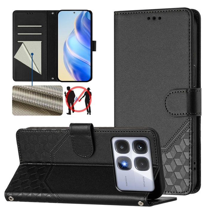 Funda para teléfono de cuero RFID con relieve en forma de panal, For Redmi A3 4G Global / A3X 4G, For Redmi Note 13 Pro 4G Global, For Redmi 13C 4G, For Redmi Note 13 4G Global, For Redmi Note 13 Pro 5G Global, For Redmi Note 13 5G Global              ...
