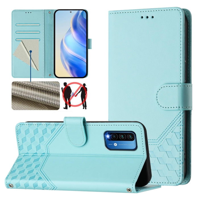 Funda para teléfono de cuero RFID con relieve en forma de panal, For Redmi Note 12 Explorer / 12 Pro+ 5G, For Redmi Note 12 Pro Speed / 12 Pro 5G, For Redmi Note 12 5G Global, For Redmi 12C / 11A, For Redmi 10 5G / Note 11E 5G / Note 11R               ...