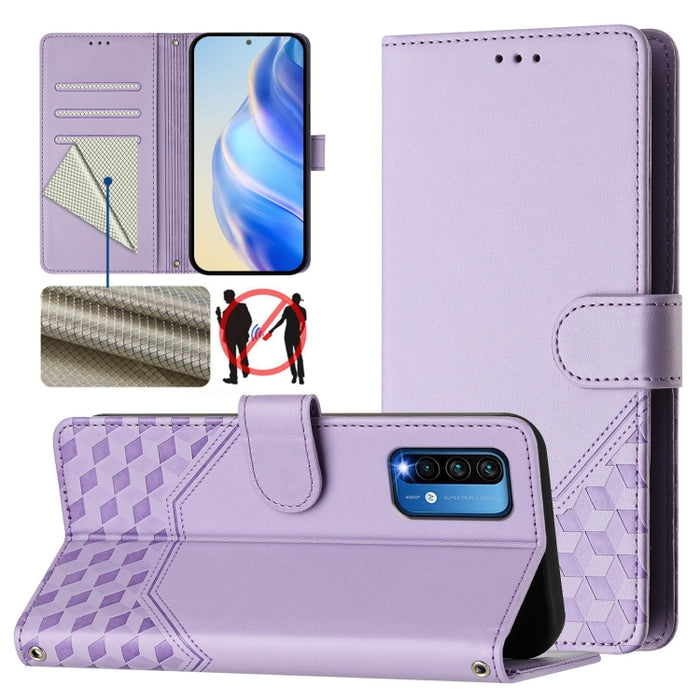 Funda para teléfono de cuero RFID con relieve en forma de panal, For Redmi Note 12 Explorer / 12 Pro+ 5G, For Redmi Note 12 Pro Speed / 12 Pro 5G, For Redmi Note 12 5G Global, For Redmi 12C / 11A, For Redmi 10 5G / Note 11E 5G / Note 11R               ...