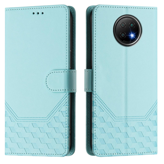 Funda para teléfono de cuero RFID con relieve en forma de panal, For Redmi Note 9T Global