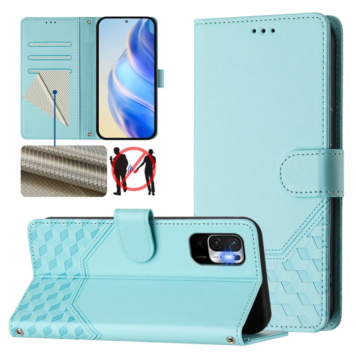 Funda para teléfono de cuero RFID con relieve en forma de panal, For Redmi Note 12 Explorer / 12 Pro+ 5G, For Redmi Note 12 Pro Speed / 12 Pro 5G, For Redmi Note 12 5G Global, For Redmi 12C / 11A, For Redmi 10 5G / Note 11E 5G / Note 11R               ...