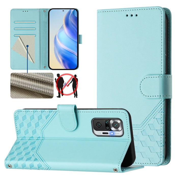 Funda para teléfono de cuero RFID con relieve en forma de panal, For Redmi Note 12 Explorer / 12 Pro+ 5G, For Redmi Note 12 Pro Speed / 12 Pro 5G, For Redmi Note 12 5G Global, For Redmi 12C / 11A, For Redmi 10 5G / Note 11E 5G / Note 11R               ...
