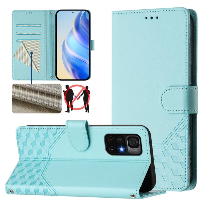 Funda para teléfono de cuero RFID con relieve en forma de panal, For Redmi Note 12 Explorer / 12 Pro+ 5G, For Redmi Note 12 Pro Speed / 12 Pro 5G, For Redmi Note 12 5G Global, For Redmi 12C / 11A, For Redmi 10 5G / Note 11E 5G / Note 11R               ...