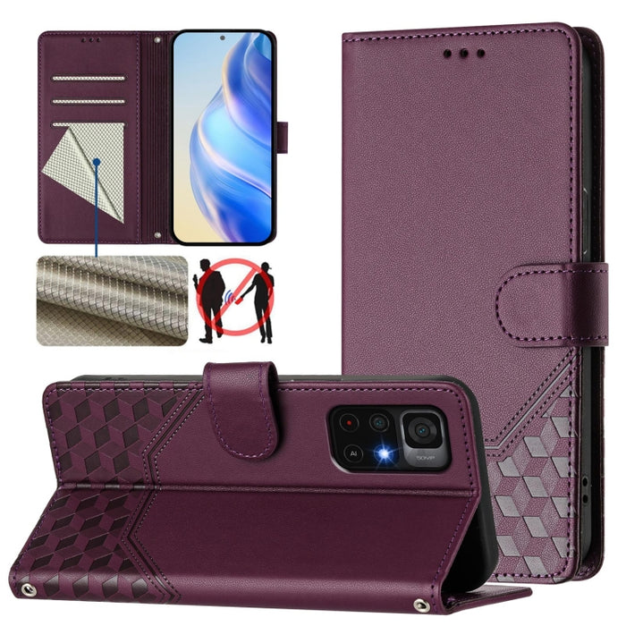 Funda para teléfono de cuero RFID con relieve en forma de panal, For Redmi Note 12 Explorer / 12 Pro+ 5G, For Redmi Note 12 Pro Speed / 12 Pro 5G, For Redmi Note 12 5G Global, For Redmi 12C / 11A, For Redmi 10 5G / Note 11E 5G / Note 11R               ...