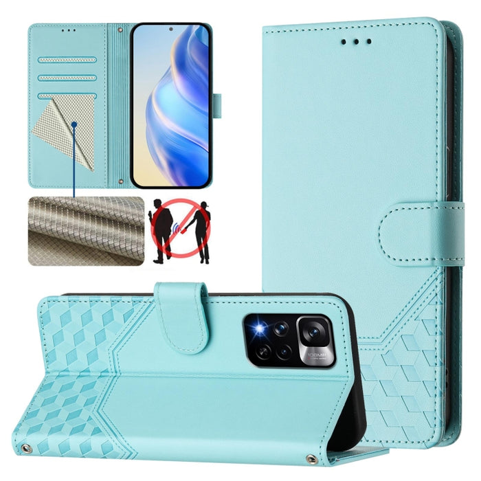 Funda para teléfono de cuero RFID con relieve en forma de panal, For Redmi Note 12 Explorer / 12 Pro+ 5G, For Redmi Note 12 Pro Speed / 12 Pro 5G, For Redmi Note 12 5G Global, For Redmi 12C / 11A, For Redmi 10 5G / Note 11E 5G / Note 11R               ...