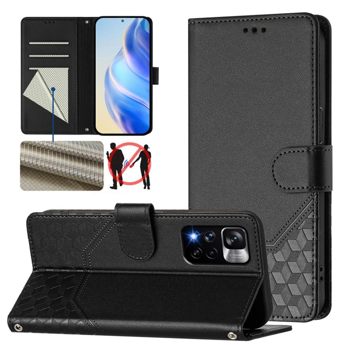 Funda para teléfono de cuero RFID con relieve en forma de panal, For Redmi Note 12 Explorer / 12 Pro+ 5G, For Redmi Note 12 Pro Speed / 12 Pro 5G, For Redmi Note 12 5G Global, For Redmi 12C / 11A, For Redmi 10 5G / Note 11E 5G / Note 11R               ...