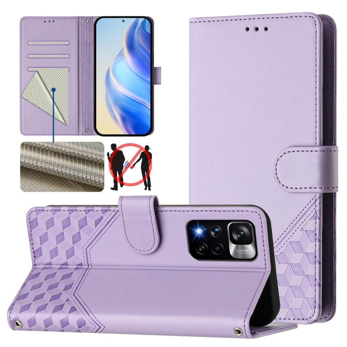 Funda para teléfono de cuero RFID con relieve en forma de panal, For Redmi Note 12 Explorer / 12 Pro+ 5G, For Redmi Note 12 Pro Speed / 12 Pro 5G, For Redmi Note 12 5G Global, For Redmi 12C / 11A, For Redmi 10 5G / Note 11E 5G / Note 11R               ...