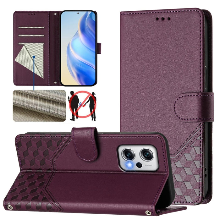 Funda para teléfono de cuero RFID con relieve en forma de panal, For Redmi Note 12 Explorer / 12 Pro+ 5G, For Redmi Note 12 Pro Speed / 12 Pro 5G, For Redmi Note 12 5G Global, For Redmi 12C / 11A, For Redmi 10 5G / Note 11E 5G / Note 11R               ...