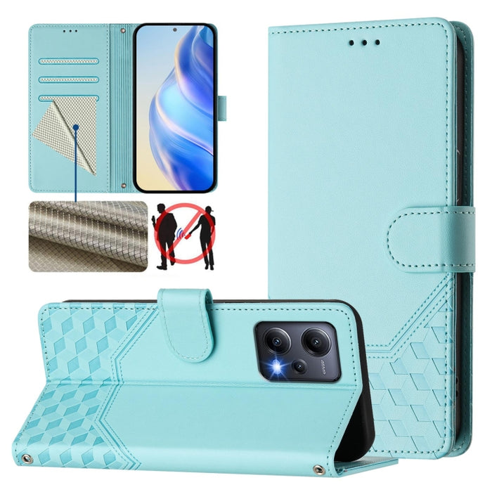 Funda para teléfono de cuero RFID con relieve en forma de panal, For Redmi Note 12 Explorer / 12 Pro+ 5G, For Redmi Note 12 Pro Speed / 12 Pro 5G, For Redmi Note 12 5G Global, For Redmi 12C / 11A, For Redmi 10 5G / Note 11E 5G / Note 11R               ...