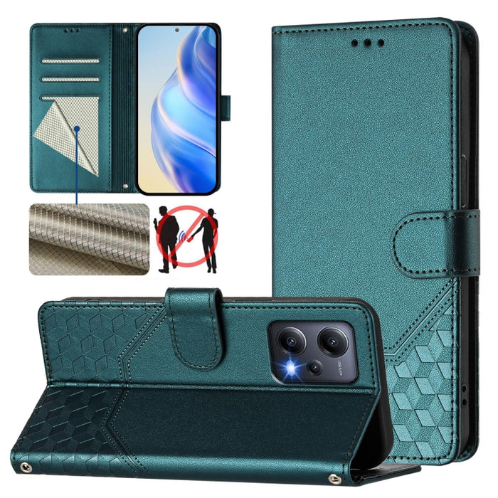 Funda para teléfono de cuero RFID con relieve en forma de panal, For Redmi Note 12 Explorer / 12 Pro+ 5G, For Redmi Note 12 Pro Speed / 12 Pro 5G, For Redmi Note 12 5G Global, For Redmi 12C / 11A, For Redmi 10 5G / Note 11E 5G / Note 11R               ...