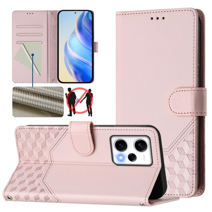 Funda para teléfono de cuero RFID con relieve en forma de panal, For Redmi Note 12 Explorer / 12 Pro+ 5G, For Redmi Note 12 Pro Speed / 12 Pro 5G, For Redmi Note 12 5G Global, For Redmi 12C / 11A, For Redmi 10 5G / Note 11E 5G / Note 11R               ...