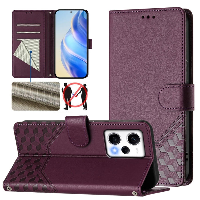 Funda para teléfono de cuero RFID con relieve en forma de panal, For Redmi Note 12 Explorer / 12 Pro+ 5G, For Redmi Note 12 Pro Speed / 12 Pro 5G, For Redmi Note 12 5G Global, For Redmi 12C / 11A, For Redmi 10 5G / Note 11E 5G / Note 11R               ...