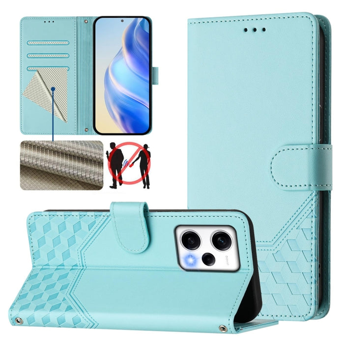 Funda para teléfono de cuero RFID con relieve en forma de panal, For Redmi Note 12 Explorer / 12 Pro+ 5G, For Redmi Note 12 Pro Speed / 12 Pro 5G, For Redmi Note 12 5G Global, For Redmi 12C / 11A, For Redmi 10 5G / Note 11E 5G / Note 11R               ...
