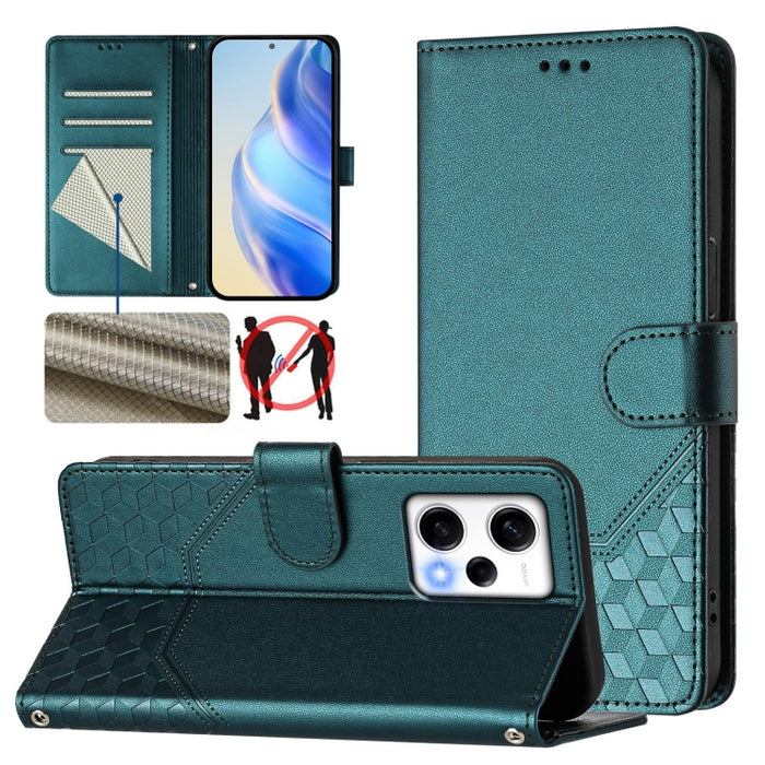 Funda para teléfono de cuero RFID con relieve en forma de panal, For Redmi Note 12 Explorer / 12 Pro+ 5G, For Redmi Note 12 Pro Speed / 12 Pro 5G, For Redmi Note 12 5G Global, For Redmi 12C / 11A, For Redmi 10 5G / Note 11E 5G / Note 11R               ...