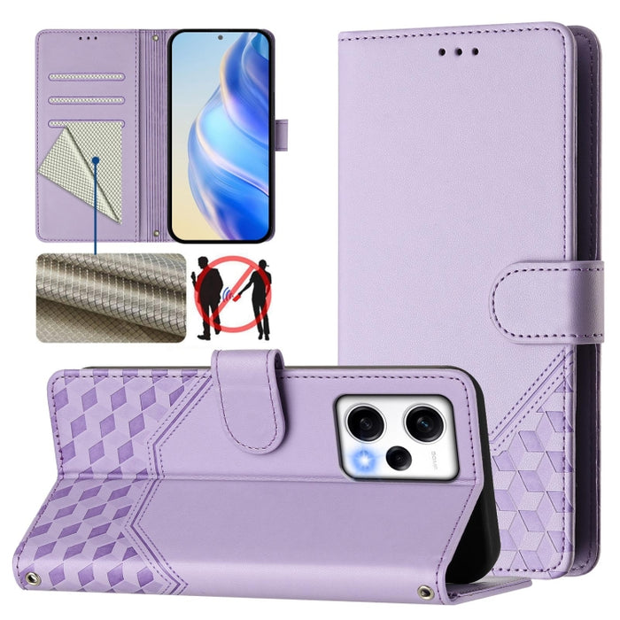Funda para teléfono de cuero RFID con relieve en forma de panal, For Redmi Note 12 Explorer / 12 Pro+ 5G, For Redmi Note 12 Pro Speed / 12 Pro 5G, For Redmi Note 12 5G Global, For Redmi 12C / 11A, For Redmi 10 5G / Note 11E 5G / Note 11R               ...