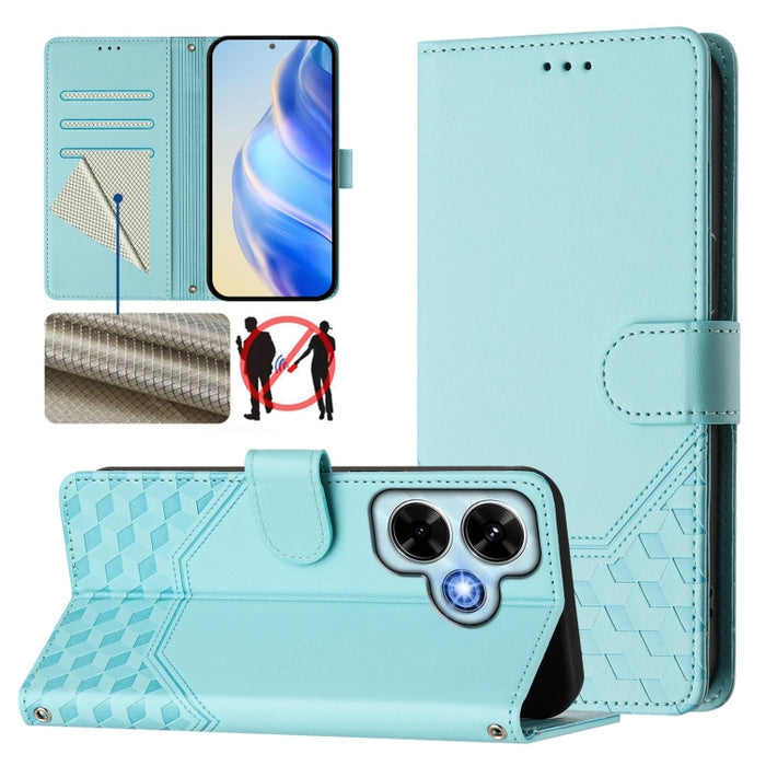 Funda para teléfono de cuero RFID con relieve en forma de panal, For Redmi A3 4G Global / A3X 4G, For Redmi Note 13 Pro 4G Global, For Redmi 13C 4G, For Redmi Note 13 4G Global, For Redmi Note 13 Pro 5G Global, For Redmi Note 13 5G Global              ...