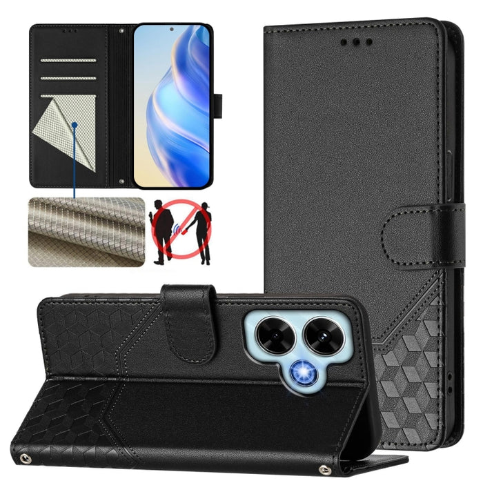 Funda para teléfono de cuero RFID con relieve en forma de panal, For Redmi A3 4G Global / A3X 4G, For Redmi Note 13 Pro 4G Global, For Redmi 13C 4G, For Redmi Note 13 4G Global, For Redmi Note 13 Pro 5G Global, For Redmi Note 13 5G Global              ...
