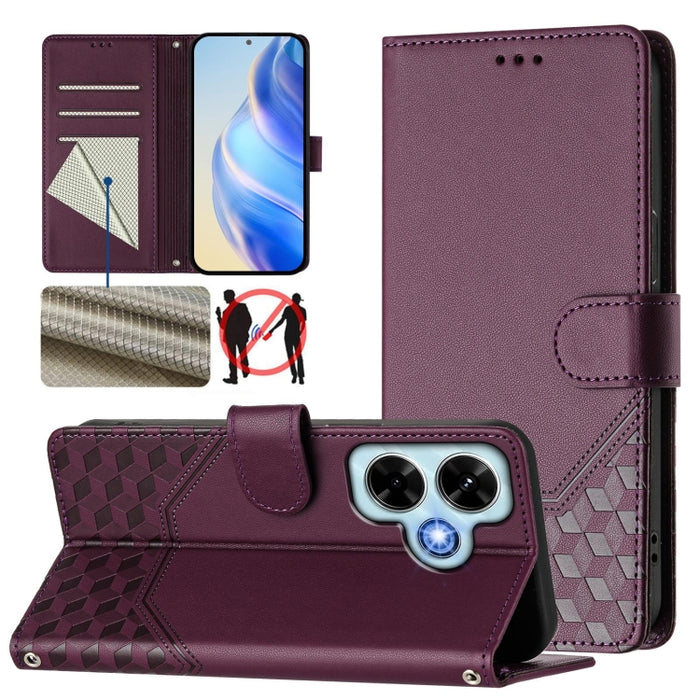 Funda para teléfono de cuero RFID con relieve en forma de panal, For Redmi A3 4G Global / A3X 4G, For Redmi Note 13 Pro 4G Global, For Redmi 13C 4G, For Redmi Note 13 4G Global, For Redmi Note 13 Pro 5G Global, For Redmi Note 13 5G Global              ...