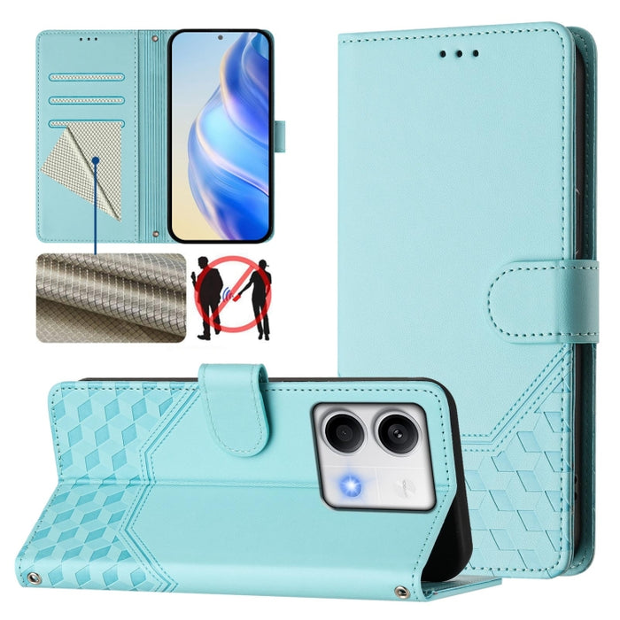 Funda para teléfono de cuero RFID con relieve en forma de panal, For Redmi A3 4G Global / A3X 4G, For Redmi Note 13 Pro 4G Global, For Redmi 13C 4G, For Redmi Note 13 4G Global, For Redmi Note 13 Pro 5G Global, For Redmi Note 13 5G Global              ...