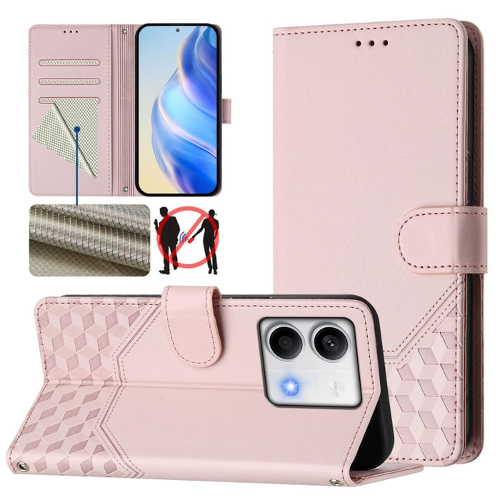 Funda para teléfono de cuero RFID con relieve en forma de panal, For Redmi A3 4G Global / A3X 4G, For Redmi Note 13 Pro 4G Global, For Redmi 13C 4G, For Redmi Note 13 4G Global, For Redmi Note 13 Pro 5G Global, For Redmi Note 13 5G Global              ...