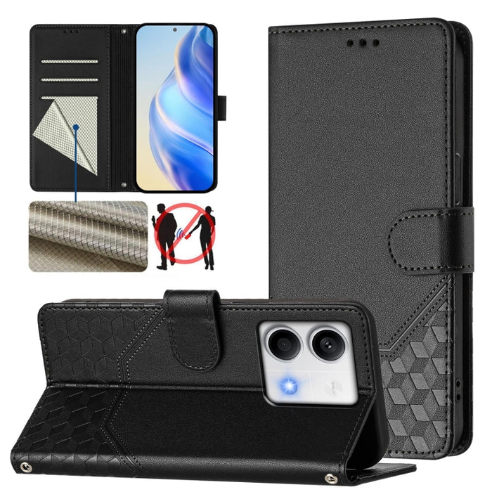 Funda para teléfono de cuero RFID con relieve en forma de panal, For Redmi A3 4G Global / A3X 4G, For Redmi Note 13 Pro 4G Global, For Redmi 13C 4G, For Redmi Note 13 4G Global, For Redmi Note 13 Pro 5G Global, For Redmi Note 13 5G Global              ...