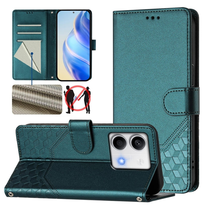 Funda para teléfono de cuero RFID con relieve en forma de panal, For Redmi A3 4G Global / A3X 4G, For Redmi Note 13 Pro 4G Global, For Redmi 13C 4G, For Redmi Note 13 4G Global, For Redmi Note 13 Pro 5G Global, For Redmi Note 13 5G Global              ...