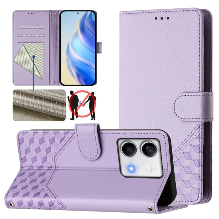 Funda para teléfono de cuero RFID con relieve en forma de panal, For Redmi A3 4G Global / A3X 4G, For Redmi Note 13 Pro 4G Global, For Redmi 13C 4G, For Redmi Note 13 4G Global, For Redmi Note 13 Pro 5G Global, For Redmi Note 13 5G Global              ...