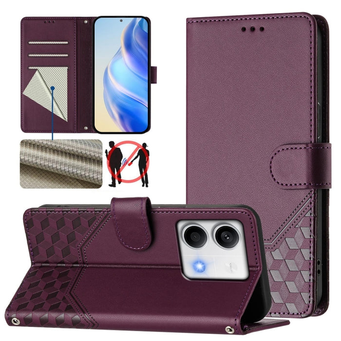 Funda para teléfono de cuero RFID con relieve en forma de panal, For Redmi A3 4G Global / A3X 4G, For Redmi Note 13 Pro 4G Global, For Redmi 13C 4G, For Redmi Note 13 4G Global, For Redmi Note 13 Pro 5G Global, For Redmi Note 13 5G Global              ...