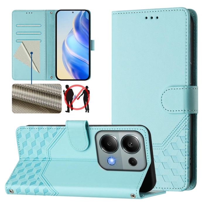 Funda para teléfono de cuero RFID con relieve en forma de panal, For Redmi A3 4G Global / A3X 4G, For Redmi Note 13 Pro 4G Global, For Redmi 13C 4G, For Redmi Note 13 4G Global, For Redmi Note 13 Pro 5G Global, For Redmi Note 13 5G Global              ...