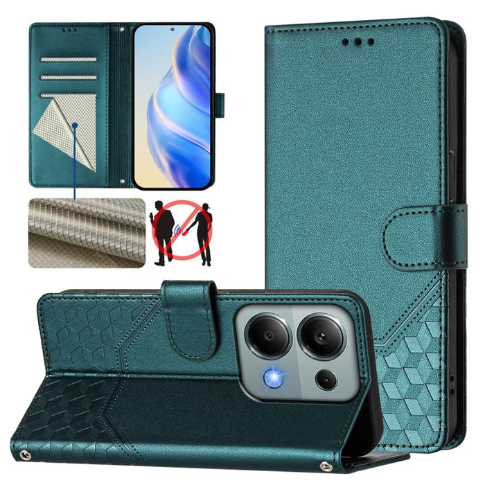 Funda para teléfono de cuero RFID con relieve en forma de panal, For Redmi A3 4G Global / A3X 4G, For Redmi Note 13 Pro 4G Global, For Redmi 13C 4G, For Redmi Note 13 4G Global, For Redmi Note 13 Pro 5G Global, For Redmi Note 13 5G Global              ...