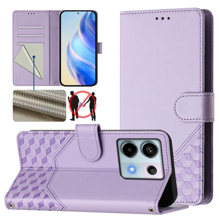 Funda para teléfono de cuero RFID con relieve en forma de panal, For Redmi A3 4G Global / A3X 4G, For Redmi Note 13 Pro 4G Global, For Redmi 13C 4G, For Redmi Note 13 4G Global, For Redmi Note 13 Pro 5G Global, For Redmi Note 13 5G Global              ...