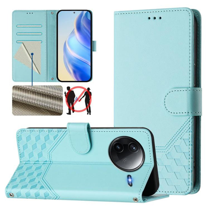 Funda para teléfono de cuero RFID con relieve en forma de panal, For Redmi A7 Pro 171mm / Poco C85x 5G, For Redmi 15a 5G, For Redmi Turbo 5 Max / Poco X8 Pro Max, For Redmi Turbo 5 5G Global / Poco X8 Pro 5G                                             ...