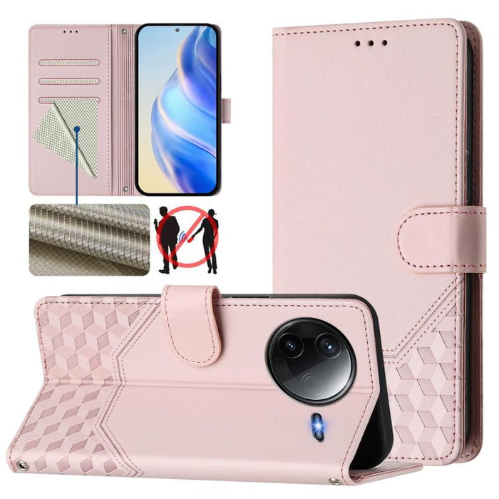Funda para teléfono de cuero RFID con relieve en forma de panal, For Redmi A7 Pro 171mm / Poco C85x 5G, For Redmi 15a 5G, For Redmi Turbo 5 Max / Poco X8 Pro Max, For Redmi Turbo 5 5G Global / Poco X8 Pro 5G                                             ...