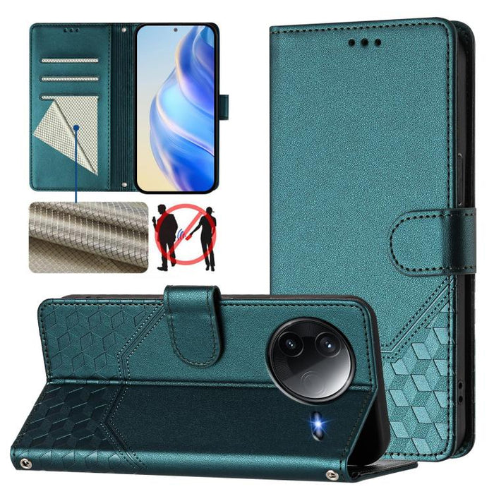 Funda para teléfono de cuero RFID con relieve en forma de panal, For Redmi A7 Pro 171mm / Poco C85x 5G, For Redmi 15a 5G, For Redmi Turbo 5 Max / Poco X8 Pro Max, For Redmi Turbo 5 5G Global / Poco X8 Pro 5G                                             ...