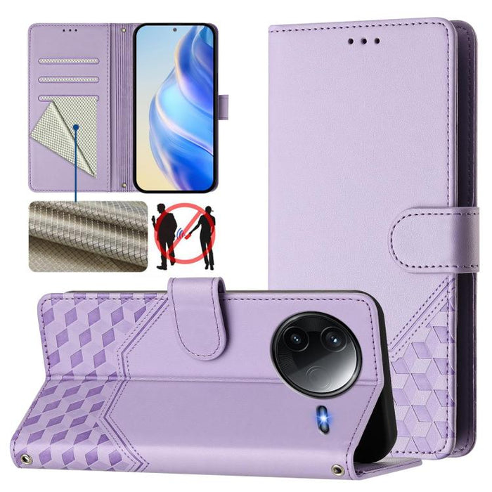 Funda para teléfono de cuero RFID con relieve en forma de panal, For Redmi A7 Pro 171mm / Poco C85x 5G, For Redmi 15a 5G, For Redmi Turbo 5 Max / Poco X8 Pro Max, For Redmi Turbo 5 5G Global / Poco X8 Pro 5G                                             ...