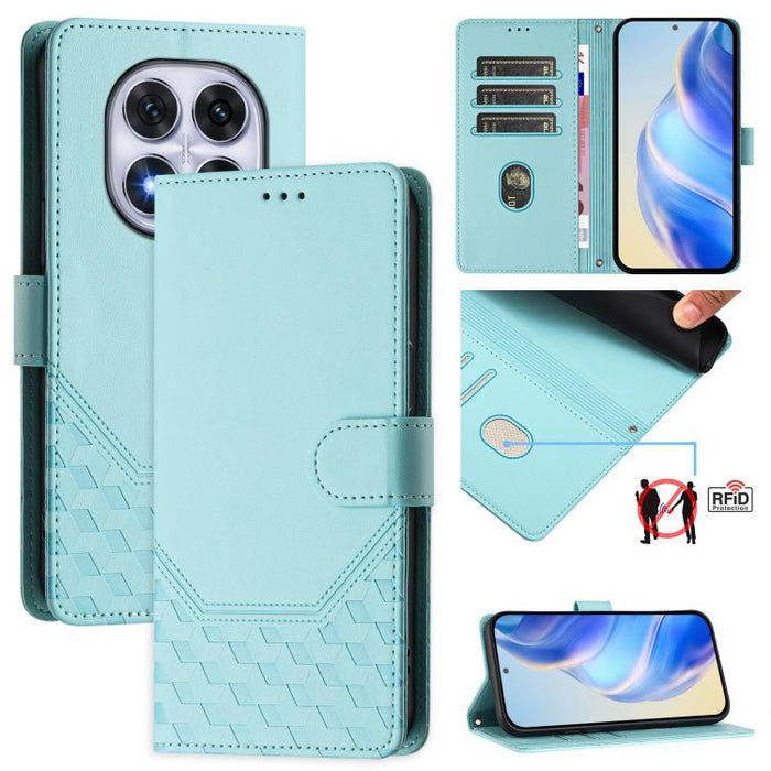 Funda para teléfono de cuero RFID con relieve en forma de panal, For Redmi A7 Pro 171mm / Poco C85x 5G, For Redmi 15a 5G, For Redmi Turbo 5 Max / Poco X8 Pro Max, For Redmi Turbo 5 5G Global / Poco X8 Pro 5G                                             ...